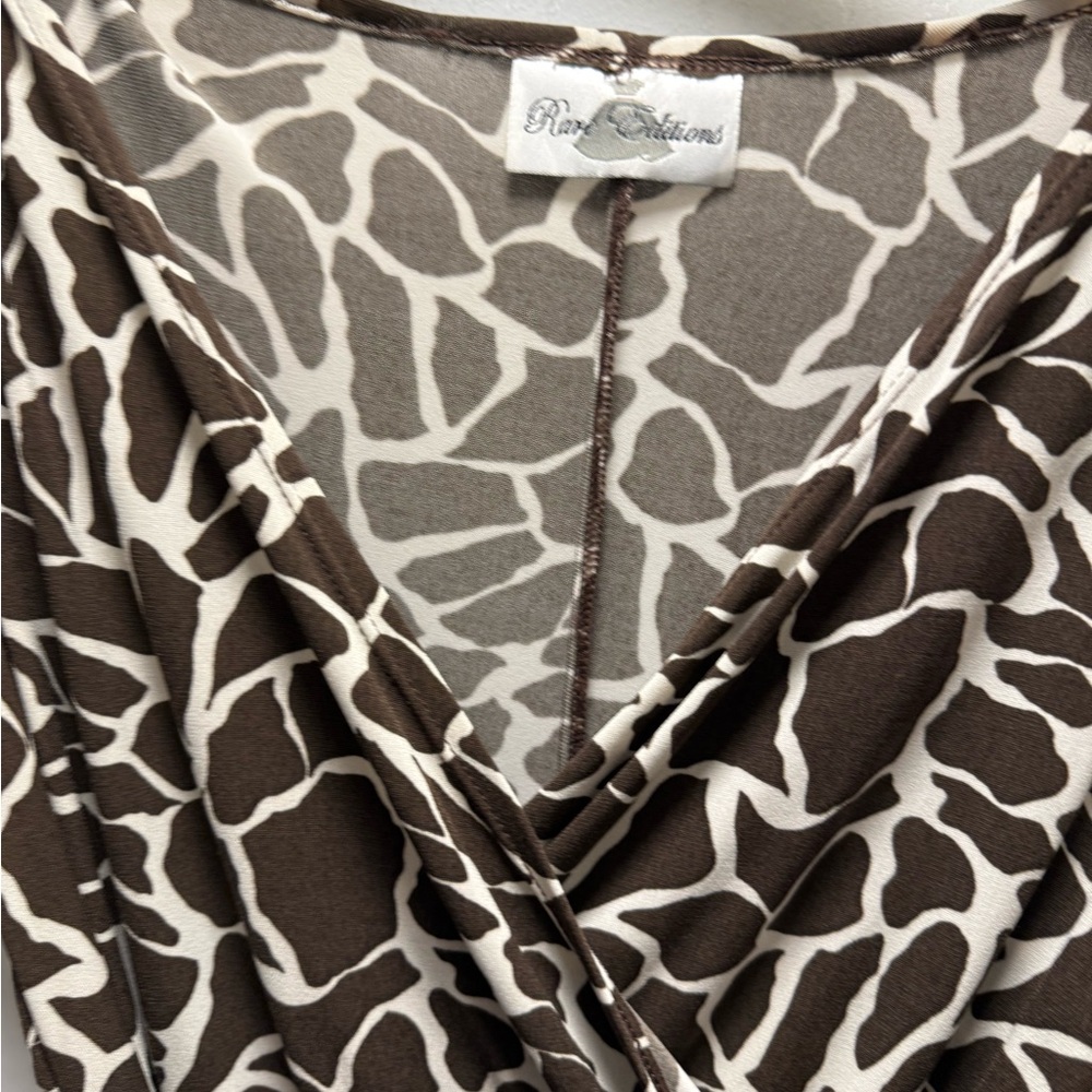 Rare Edition Brown and White Wrap Dress - Picture 4 of 8